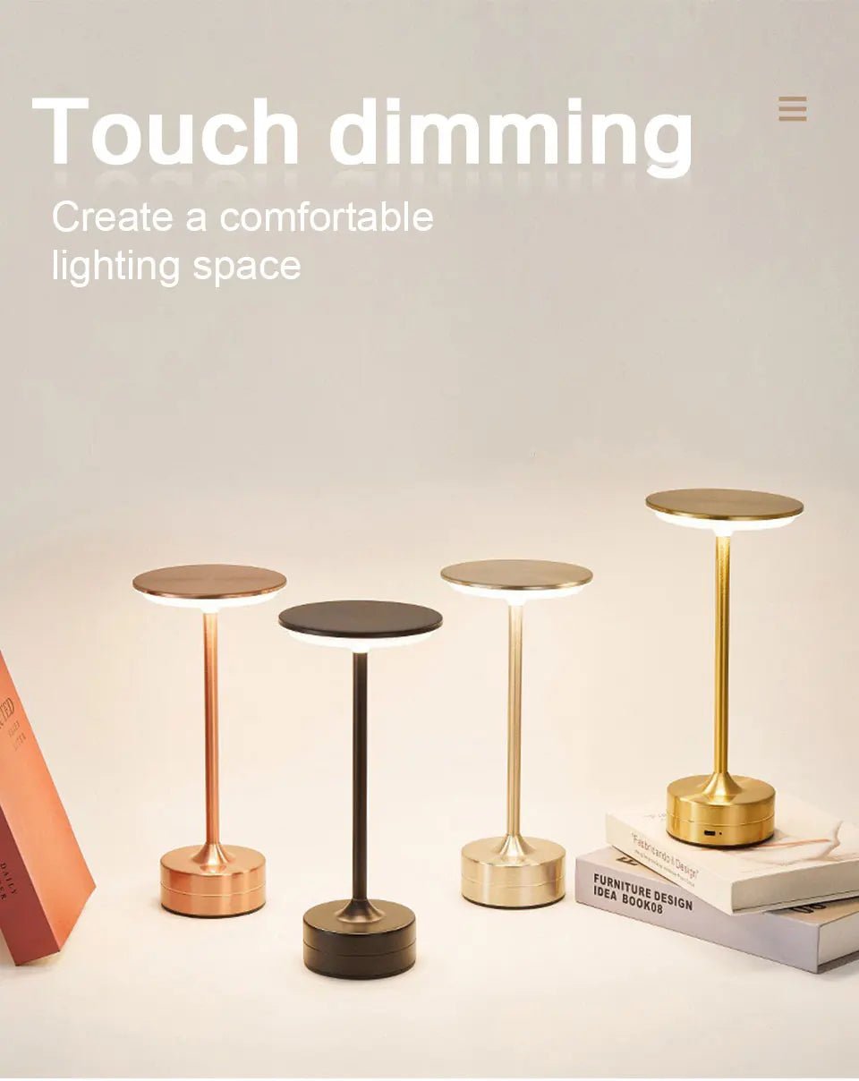 LED Table Lamp Touch Sensor Night Light – USB Rechargeable Portable Wireless Lamp for Bedroom, Restaurant, Hotel, or Bar - MOOAZAA