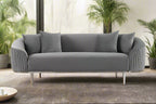 Lisbon Grey Velvet Luxury Modern Sofa [3 Seater] - MOOAZAA 