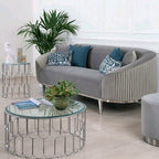 Lisbon Grey Velvet Luxury Modern Sofa [3 Seater] - MOOAZAA 
