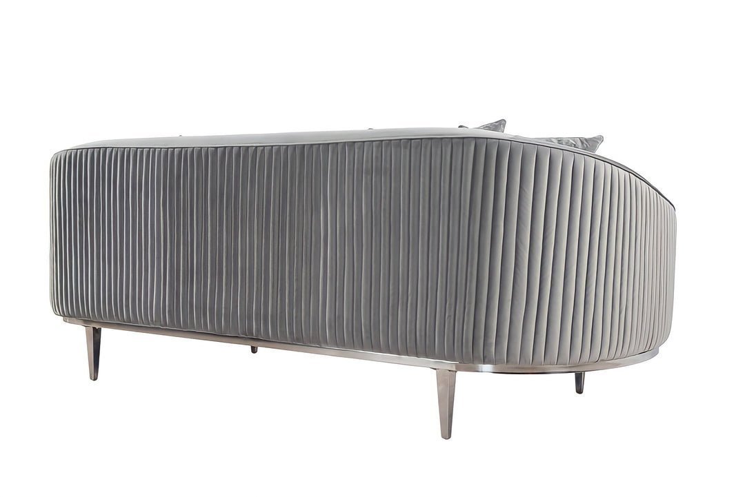 Lisbon Grey Velvet Luxury Modern Sofa [3 Seater] - MOOAZAA 