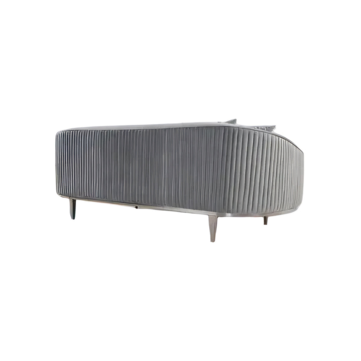 Gray pleated sofa on a white background