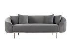 Lisbon Grey Velvet Luxury Modern Sofa [3 Seater] - MOOAZAA 