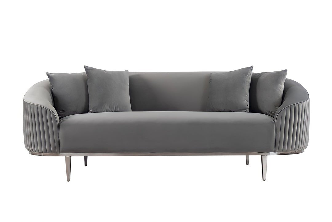 Lisbon Grey Velvet Luxury Modern Sofa [3 Seater] - MOOAZAA 