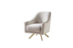 Beige armchair with wooden legs on a white background
