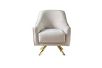 Beige armchair with gold legs on a white background