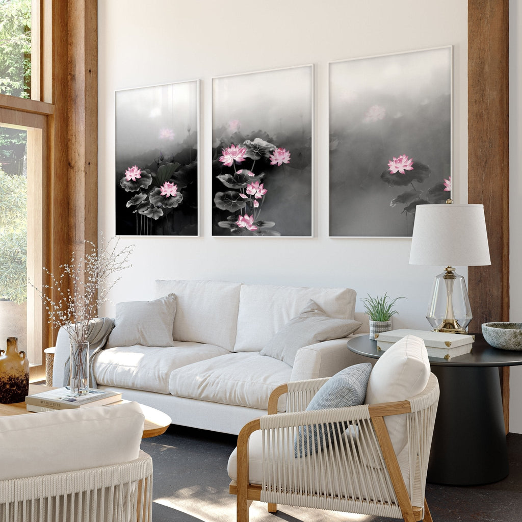 Living Room Canvas Art | Set of 3 Asian Inspired Wall art Prints