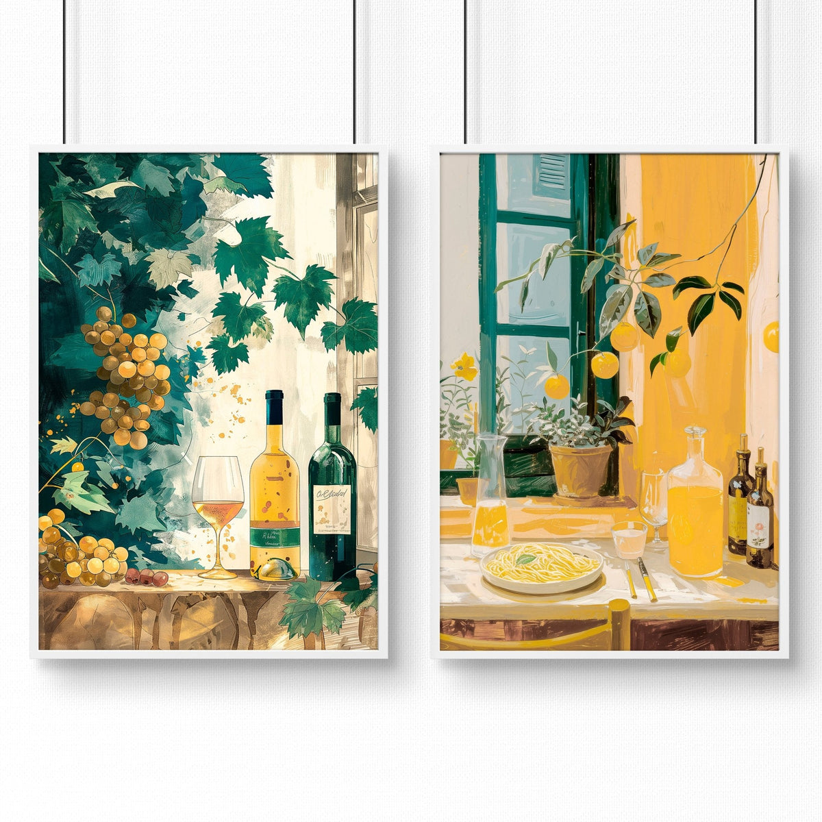 Living Room Canvases | Set of 2 Italian Lifestyle Wall art Prints