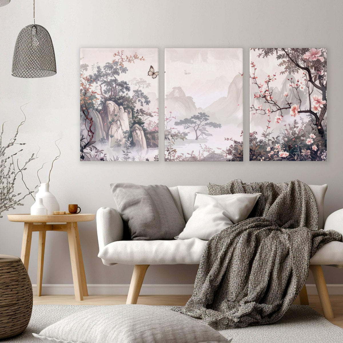 Living Room Picture Wall | Set of 3 Chinoiserie Wall art Prints