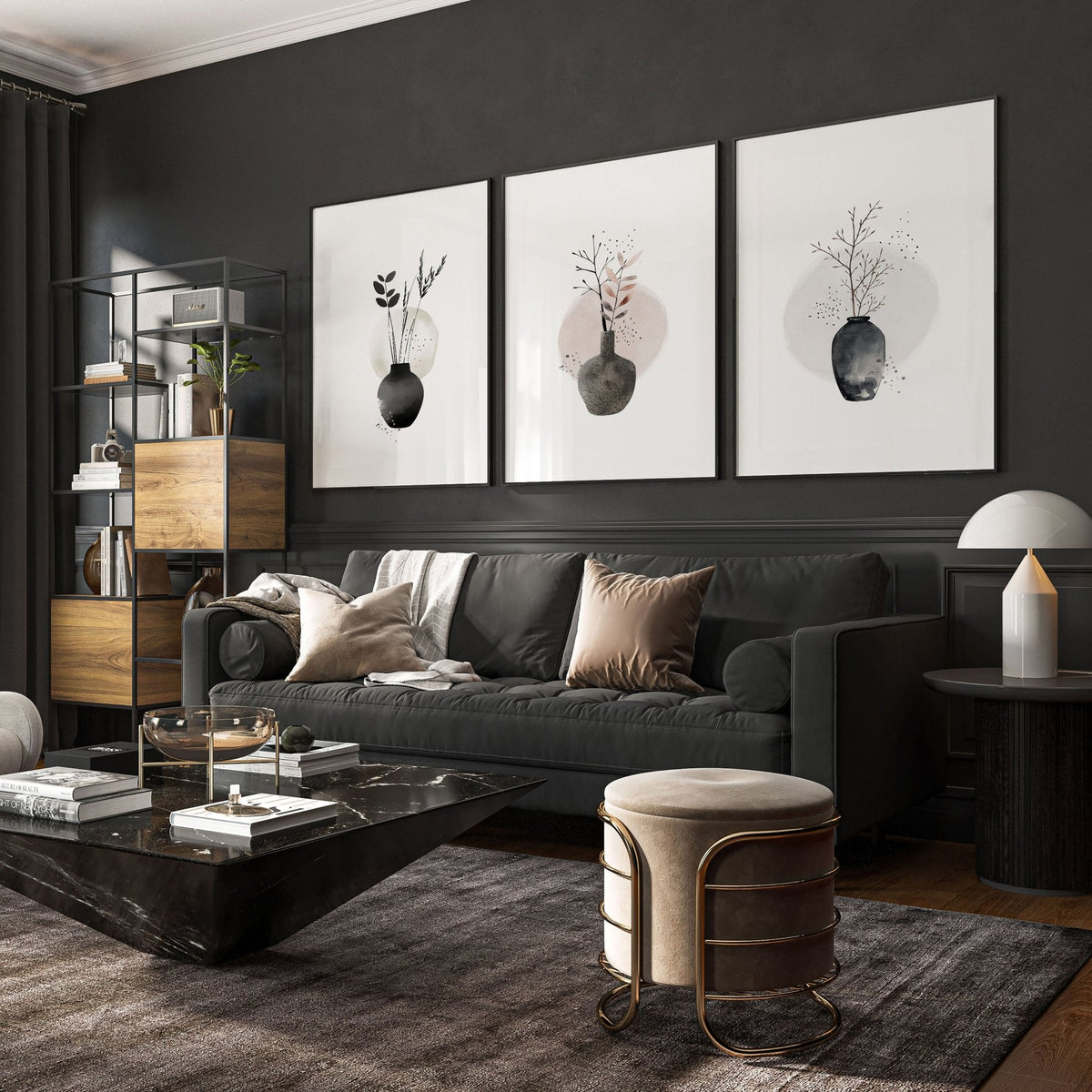 Living Room Prints Set of 3 | Neutral Japanese Wall Art