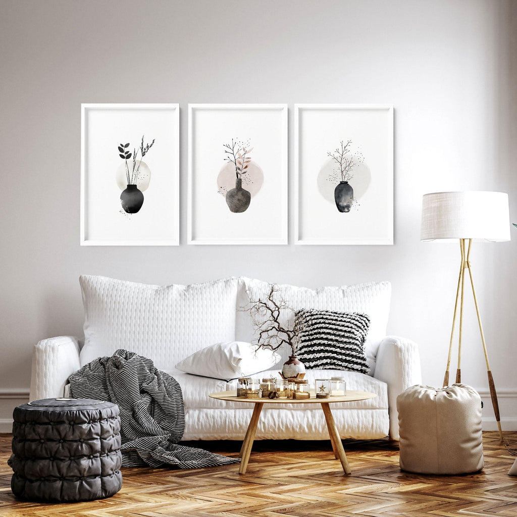 Living Room Prints Set of 3 | Neutral Japanese Wall Art