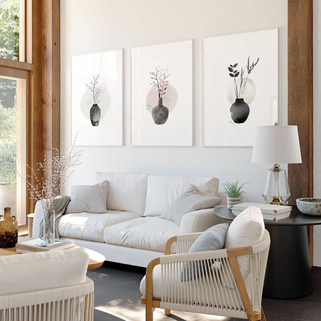 Living Room Prints Set of 3 | Neutral Japanese Wall Art