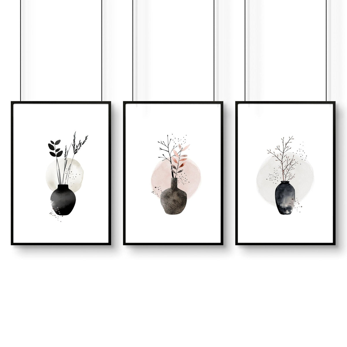 Living Room Prints Set of 3 | Neutral Japanese Wall Art