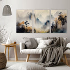 Living Room Wall Decor Modern | Set of 3 Asian Inspired Wall art Prints