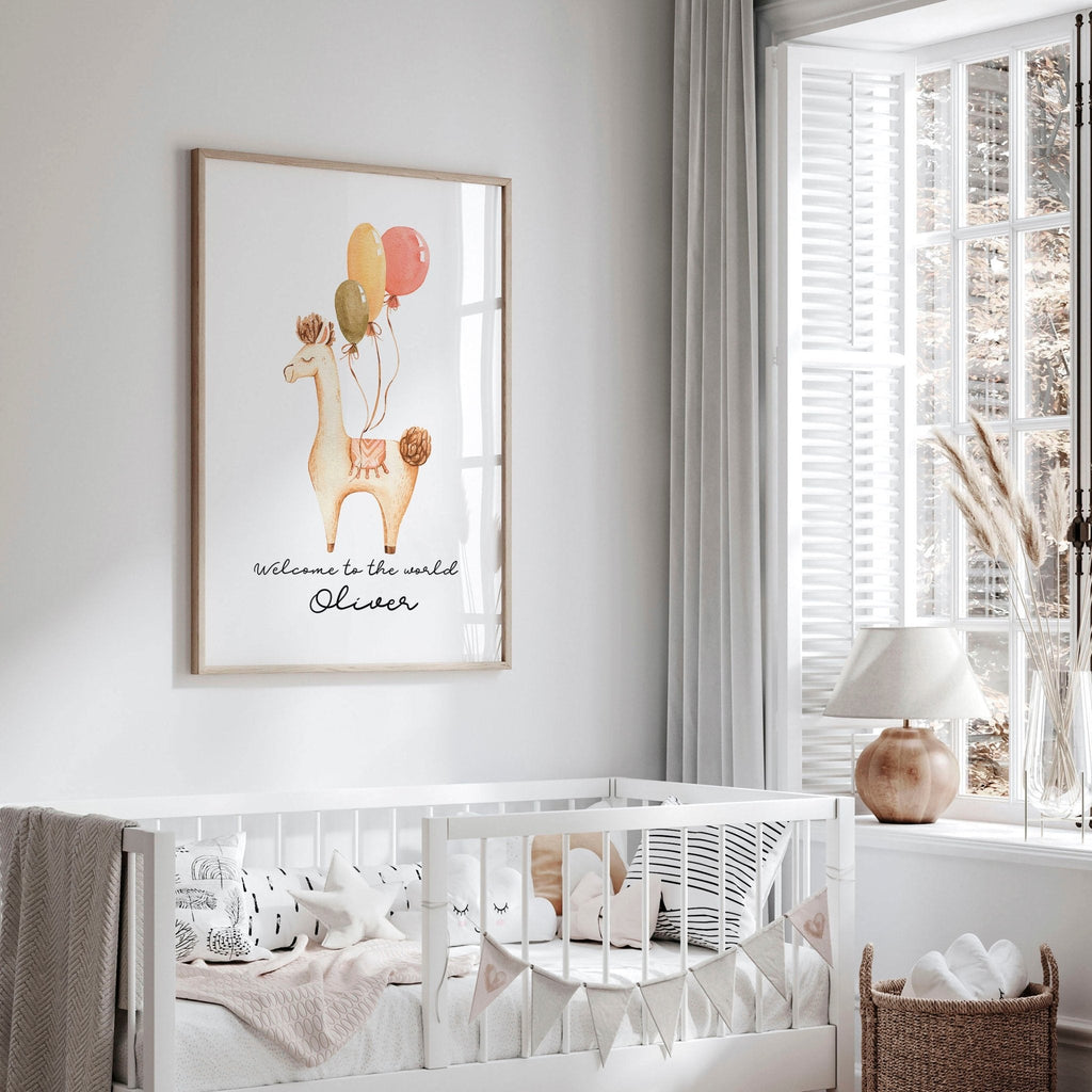 Childrens bedroom decorations | Llama Wall art for Nursery
