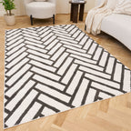 Loft Chevron Dark Grey Rug - MOOAZAA