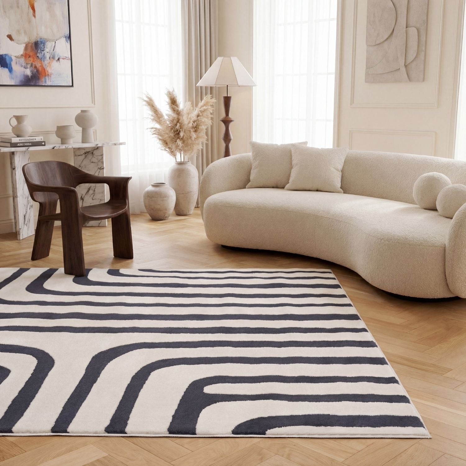 Loft Geometric Blue Rug - MOOAZAA