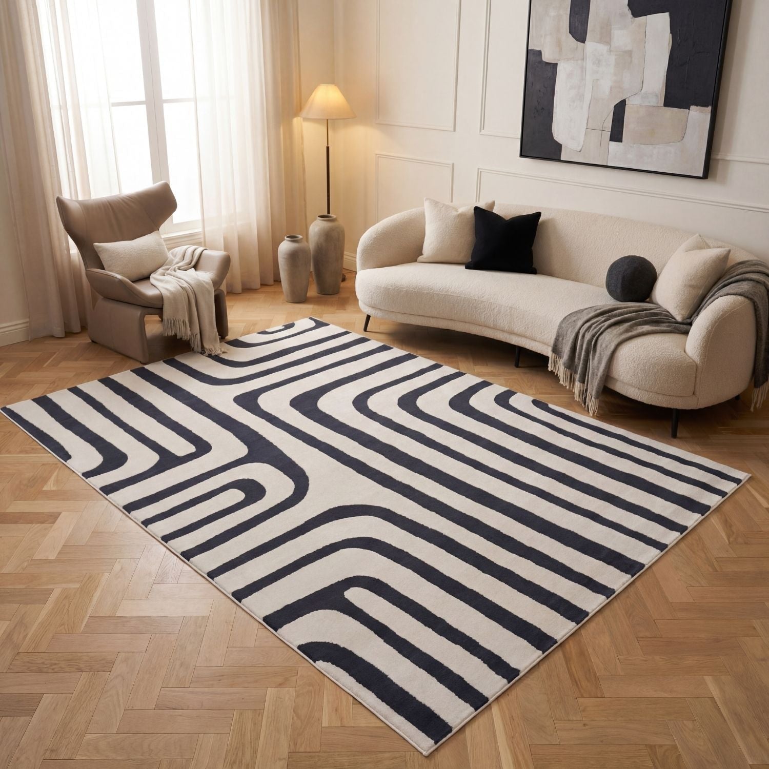 Loft Geometric Blue Rug - MOOAZAA