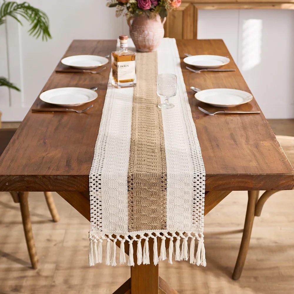 LoomBoho Tassel Table Runner, Cotton/Polyester - MOOAZAA