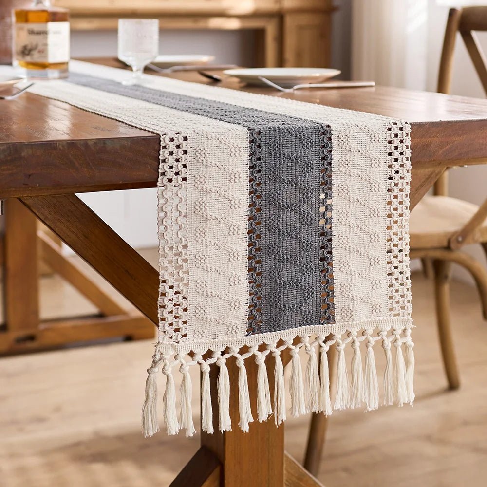 LoomBoho Tassel Table Runner, Cotton/Polyester - MOOAZAA