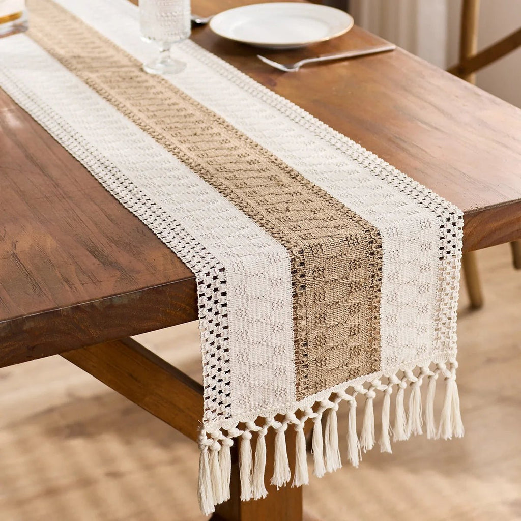 LoomBoho Tassel Table Runner, Cotton/Polyester - MOOAZAA