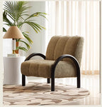 LOOP Modern Single Chair, Dark Brown/ Cream/ Dark Green - MOOAZAA 