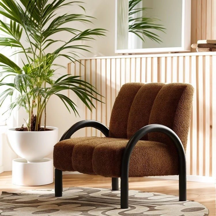 LOOP Modern Single Chair, Dark Brown/ Cream/ Dark Green - MOOAZAA 