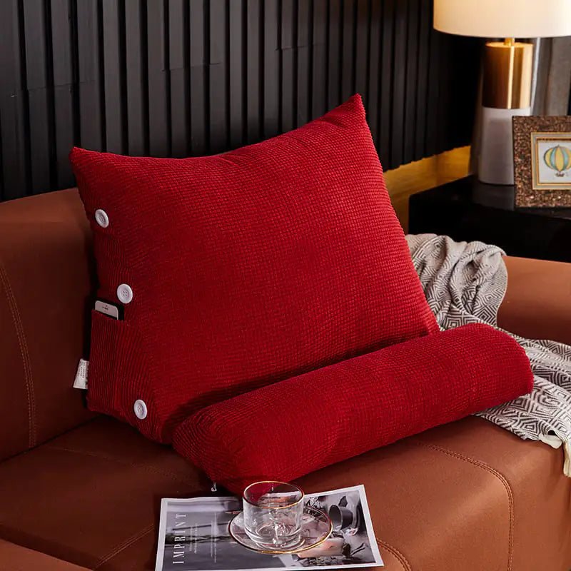 Lumbar Backrest Pillow – Plush Waist Cushion with Headrest for Bed & Sofa Support - MOOAZAA