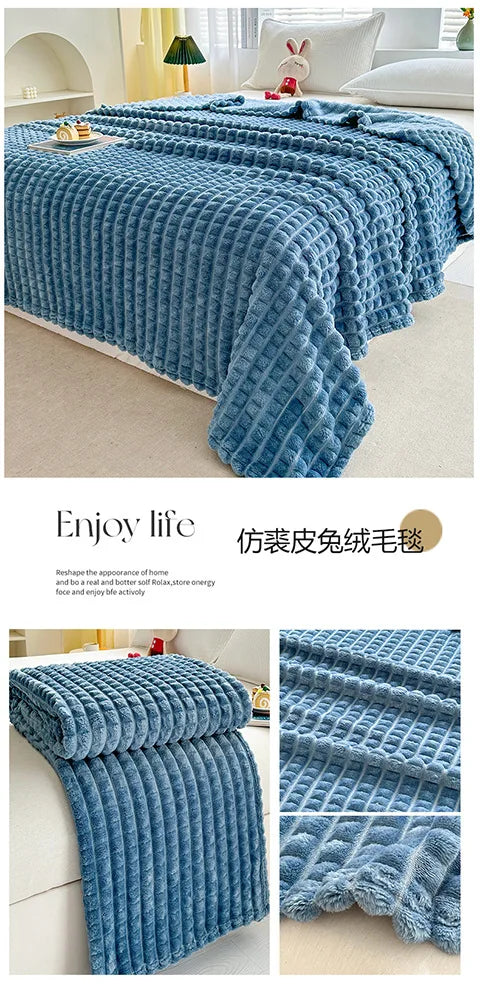 Luxury Imitation Fur Flannel Blanket – Ultra-Soft Winter Throw