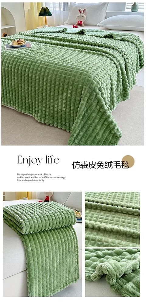 Luxury Imitation Fur Flannel Blanket – Ultra-Soft Winter Throw