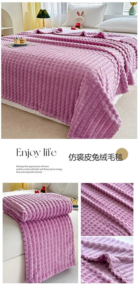 Luxury Imitation Fur Flannel Blanket – Ultra-Soft Winter Throw