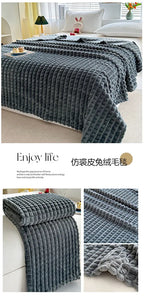 Luxury Imitation Fur Flannel Blanket – Ultra-Soft Winter Throw
