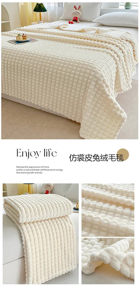 Luxury Imitation Fur Flannel Blanket – Ultra-Soft Winter Throw