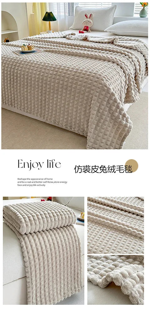 Luxury Imitation Fur Flannel Blanket – Ultra-Soft Winter Throw