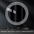 Round LED mirror white light on a dark background