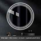 Round LED mirror white light on a dark background