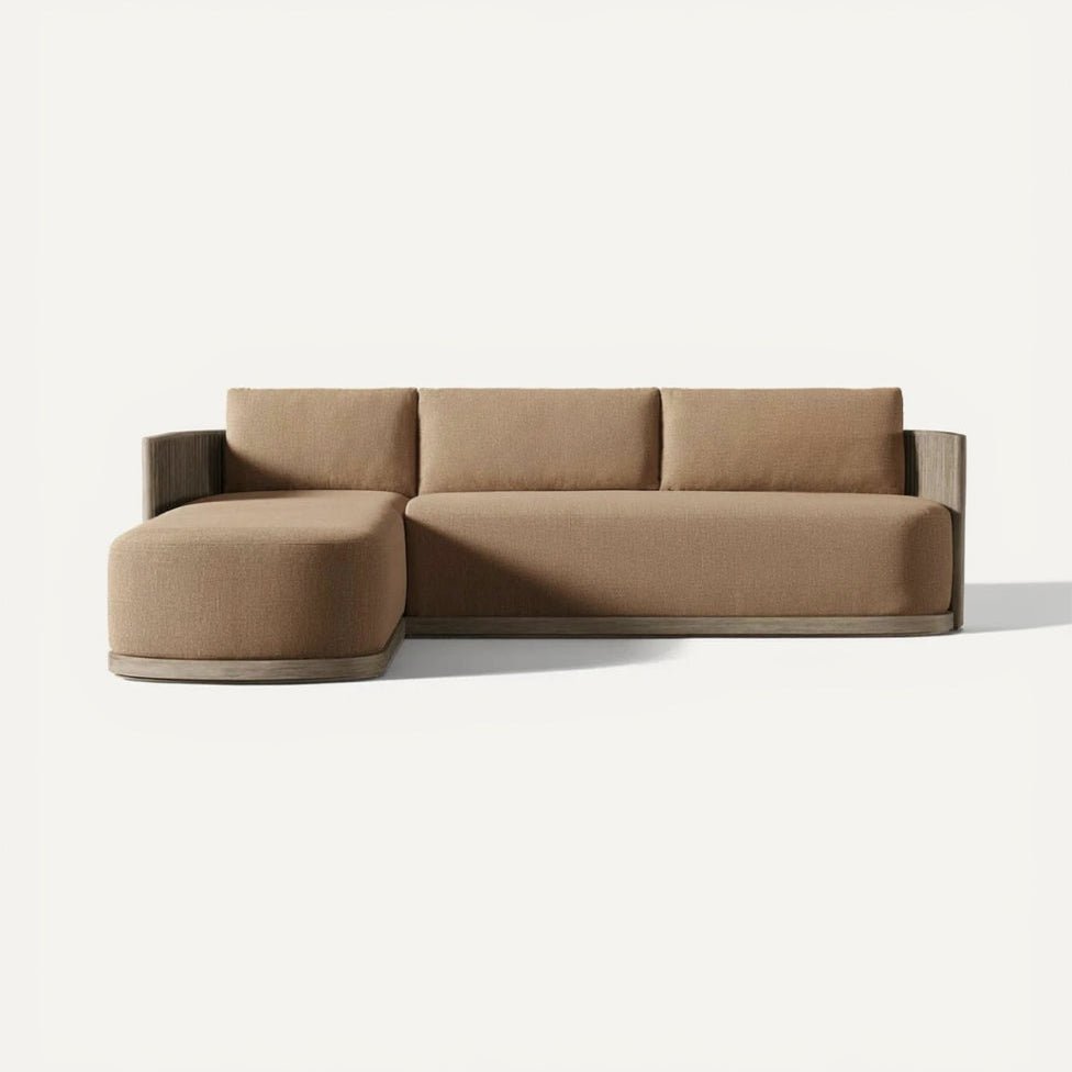 Luxury Teak Outdoor Sectional Sofa Set with Waterproof Cushions - MOOAZAA