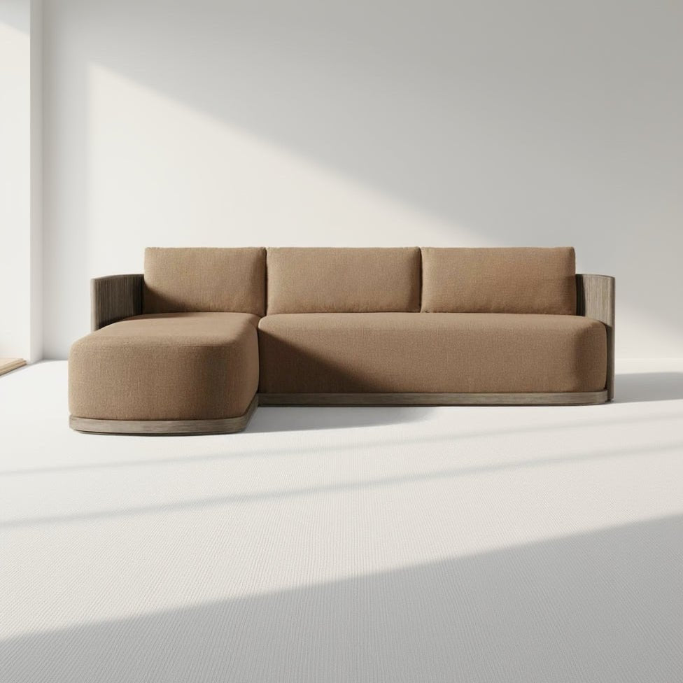 Luxury Teak Outdoor Sectional Sofa Set with Waterproof Cushions - MOOAZAA