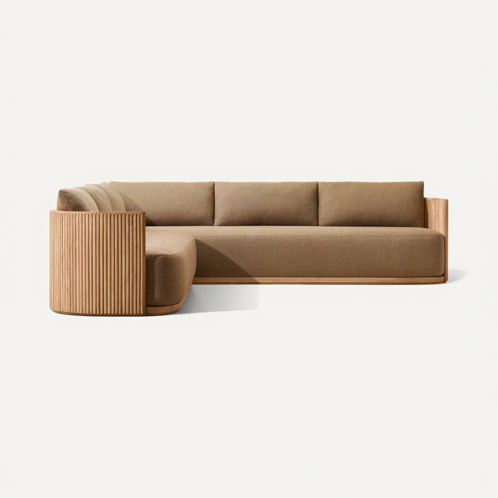 Luxury Teak Outdoor Sectional Sofa Set with Waterproof Cushions - MOOAZAA