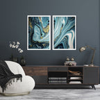 Teal luxurious wall art | set of 2 framed wall art prints
