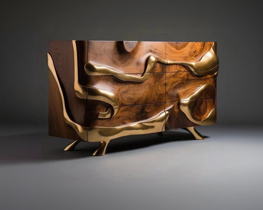 Luxury Walnut Retro Entrance Cabinet - MOOAZAA