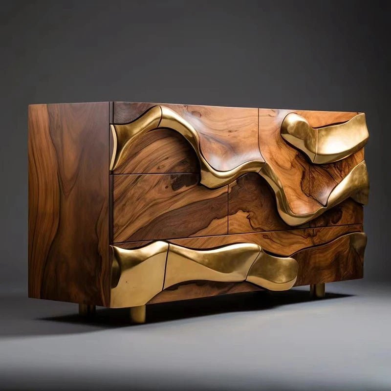 Luxury Walnut Retro Entrance Cabinet - MOOAZAA