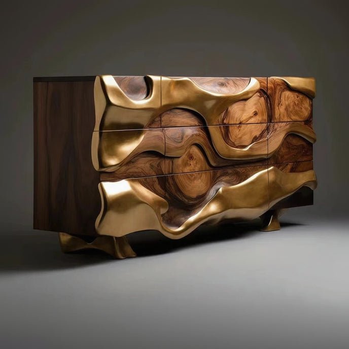 Luxury Walnut Retro Entrance Cabinet - MOOAZAA
