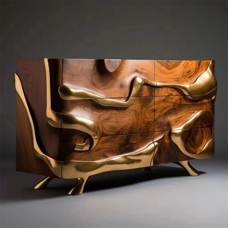 Luxury Walnut Retro Entrance Cabinet - MOOAZAA