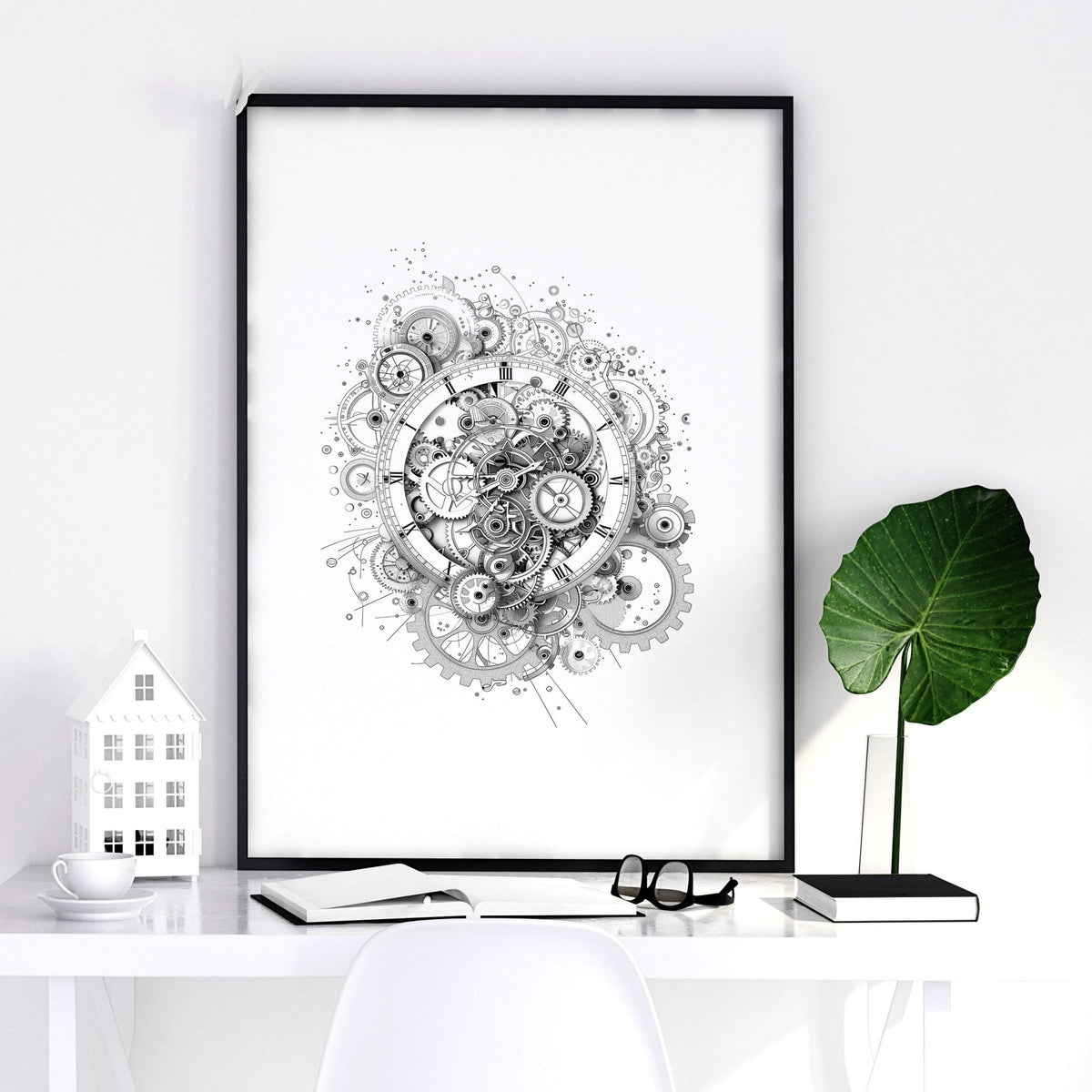 Male Office Decor | Set of 3 Abstract Clocks Wall art Prints