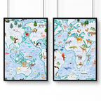 Childrens world map | set of 2 Wall art for Nursery