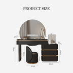 Dressing table with mirror and dimensions labeled