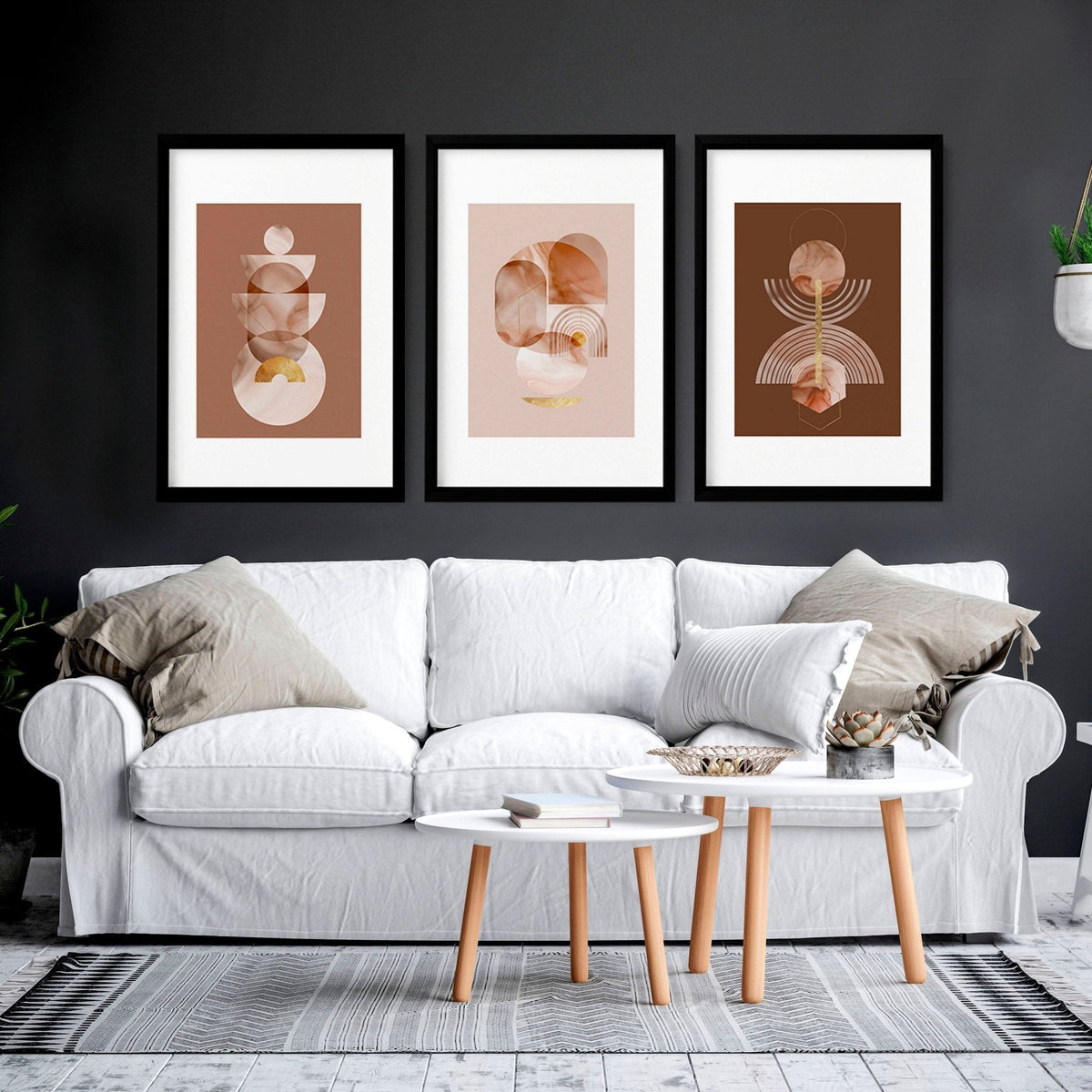 Mid Century Modern Art Work – Set of 3 Framed Prints