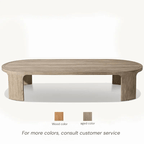 Wooden coffee table with color options on a white background