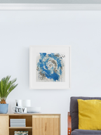 Abstract Blue & White Impasto Art Print