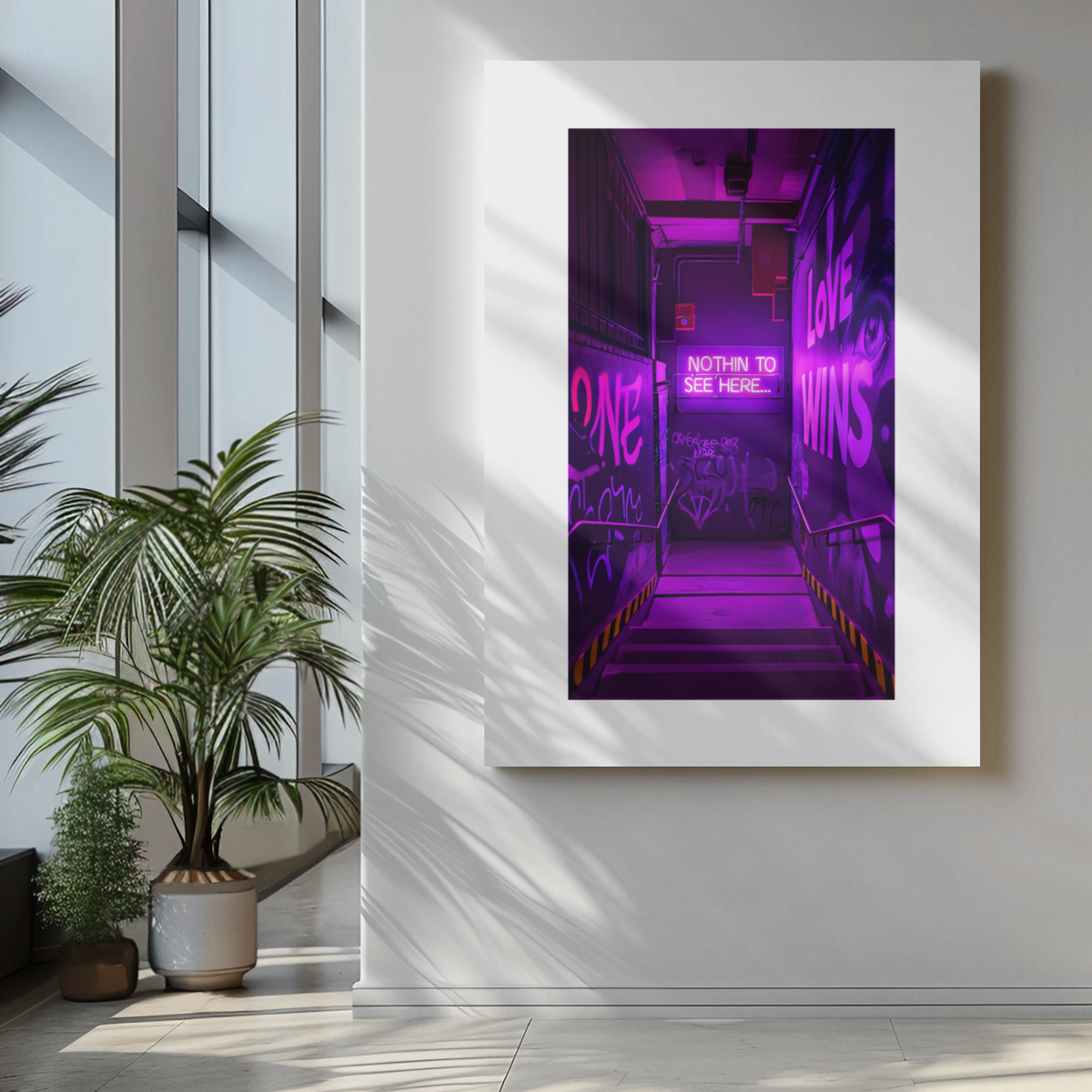 Graffiti Wall Art – Neon Urban Alley Print